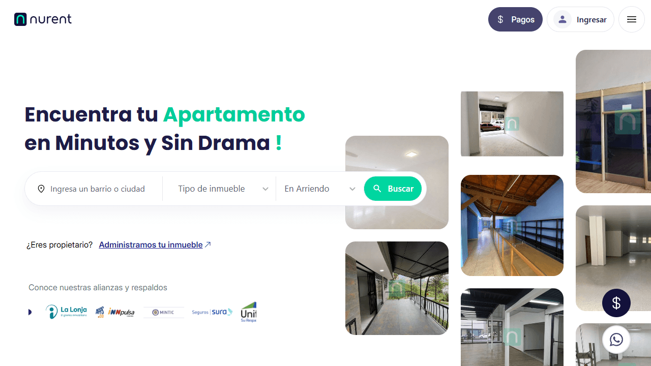 Captura de Sitio web público de Nurent